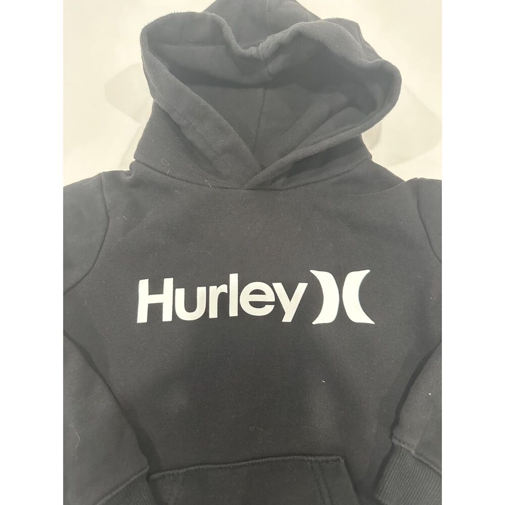 Hurley Kids Black Pullover Hoodie White Logo Fleece Sweatshirt